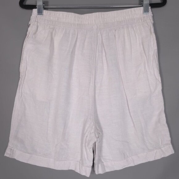 HALSTON 100 %‎ LINEN Women’s Shorts Coastal Tie Waist Pockets Light Beige LARGE - Picture 2 of 10